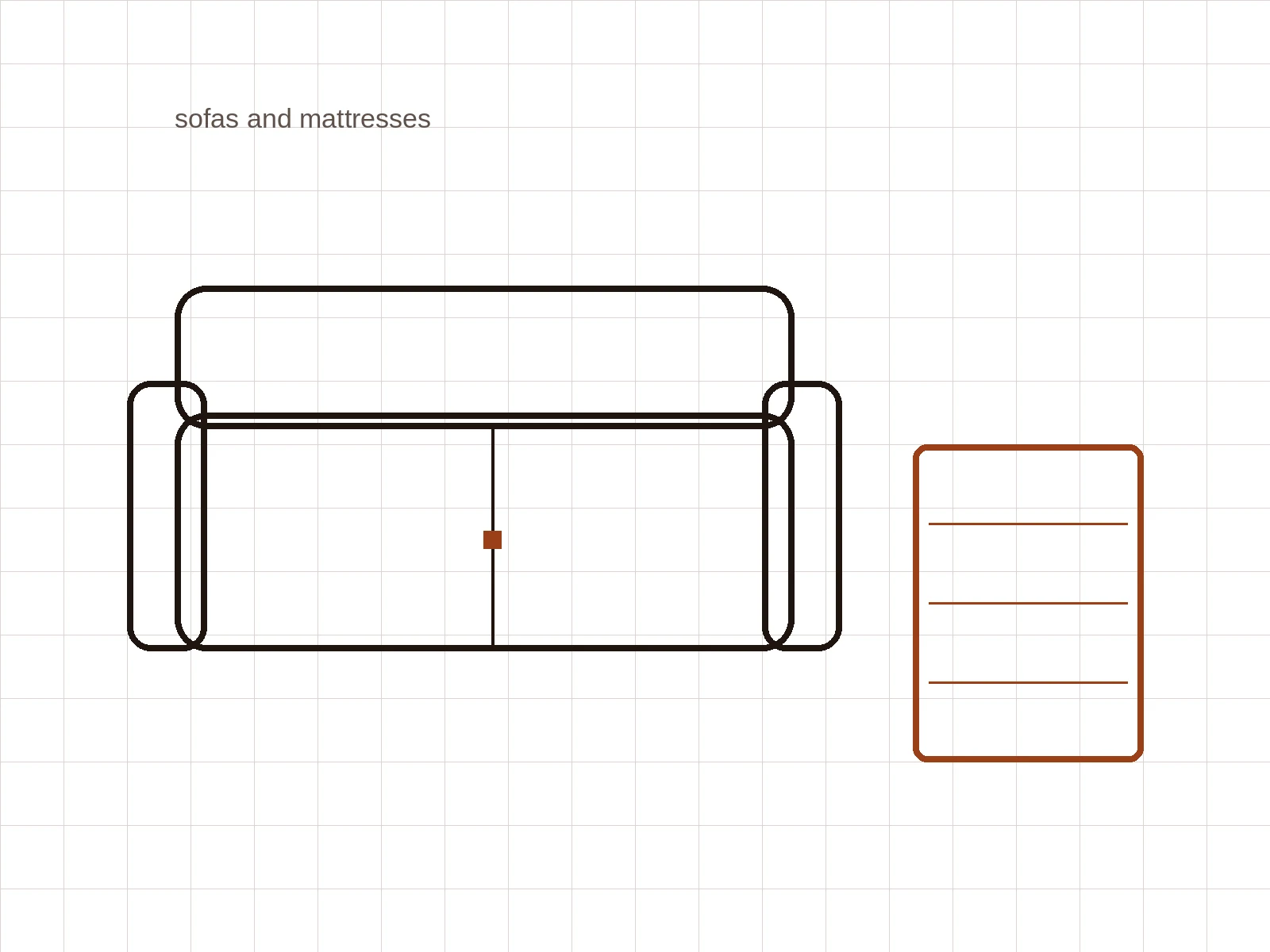 A drawn sofa and a mattress